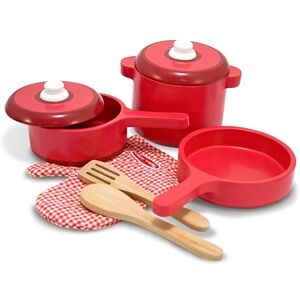 Melissa & Doug Deluxe Wooden Kitchen Accessory Set - Pots & Pans PLUS EXTRAS